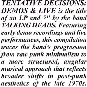 Tentative Decisions: Demos & Live - Vinilo Doble