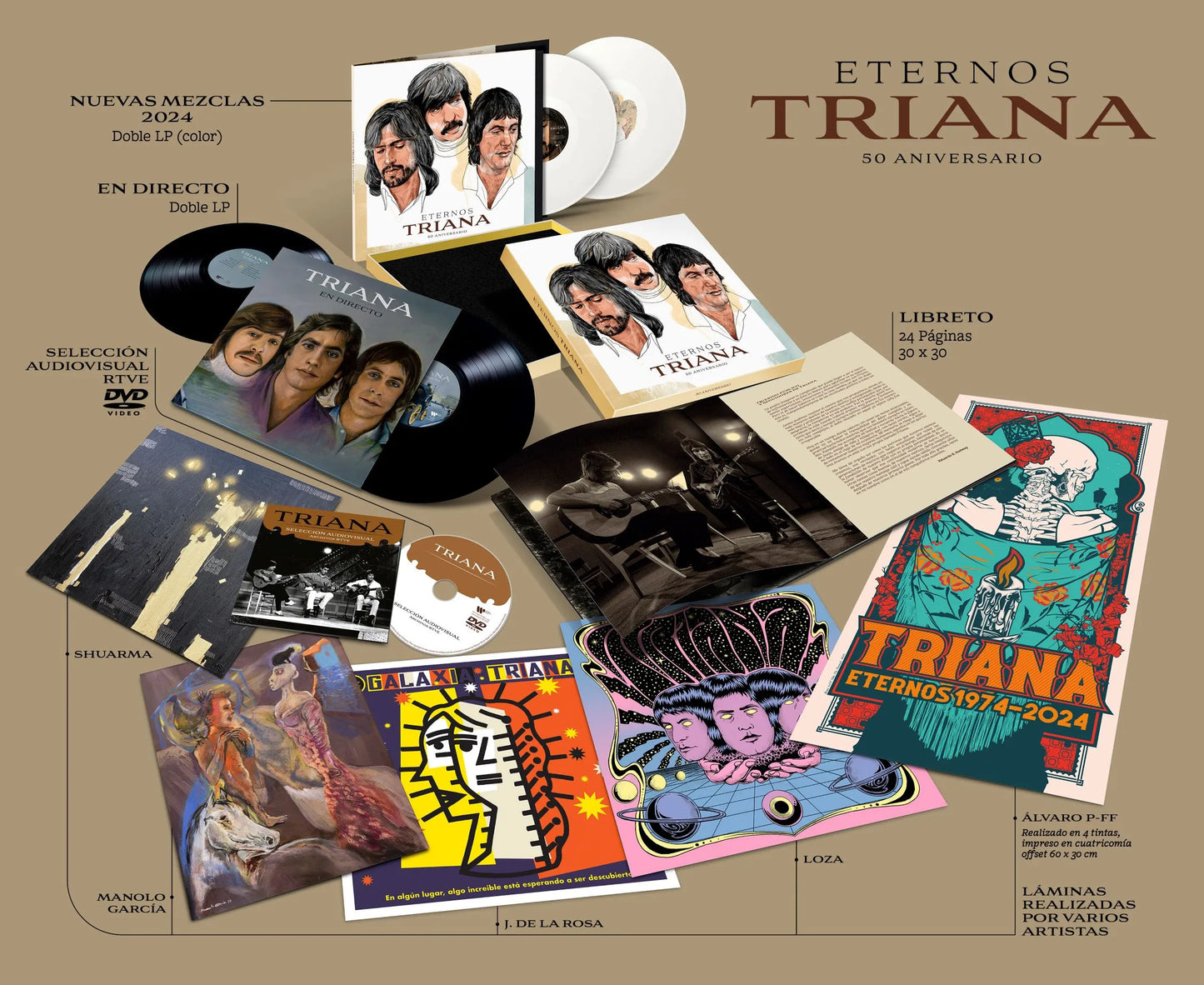 Eternos Triana 50 Aniversario (4 Vinilos + 1 DVD + 4 Láminas + 1 Póster + Slipmat + Postal Firmada)